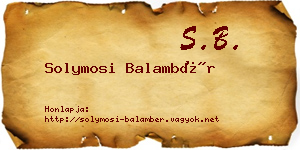 Solymosi Balambér névjegykártya